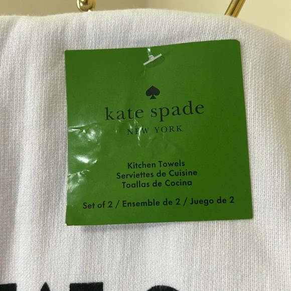 Kate Spade NWT 'Eat Cake for Breakfast' Towels - Set of 2 - Picture 2 of 6